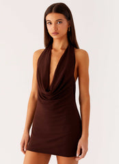 Saffron Skies Mini Dress - Chocolate