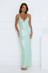 Starlit Shores Sequin Maxi Dress Seafoam