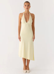 Illuminate Halter Midi Dress - Butter Yellow