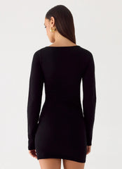 Soft Vision Knit Mini Dress - Black