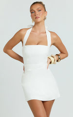 Tamika Mini Dress - Line Mini Dress in Off White