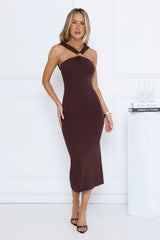 Gilded Nights Midi Dress Brown