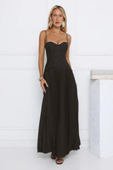 Antique Roses Lace Maxi Dress Black
