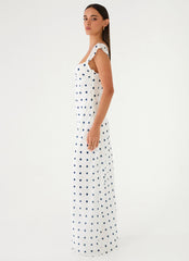 Roma Notte Maxi Dress - Porcelain Blue Polka Dot