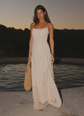 Fabienne Spliced Cotton Maxi Dress - Ivory