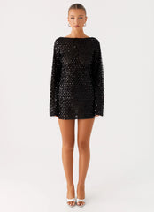 Edessa Sequin Mini Dress - Black