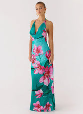 Yoon Beaded Cowl Maxi Dress - Petal Reef