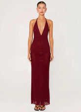 Keliese Beaded Maxi Dress - Burgundy