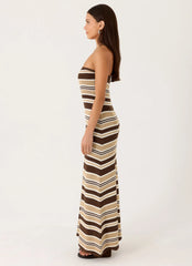 Antonie Knit Maxi Dress - Chocolate Olive Stripe