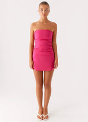 Terra Gathered Mini Dress - Fuchsia