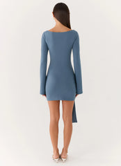 Holiday Scene Mini Dress - Coastal Blue