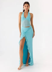 Last Sequence Maxi Dress - Aqua Blue