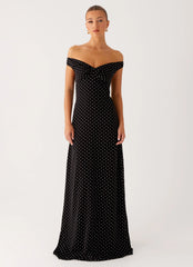 Melany Maxi Dress - Black Polka Dot