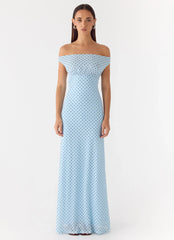 Like Me Now Maxi Dress - Blue Mocha Dot
