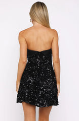All In Strapless Sequin Mini Dress Black