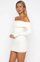 Moonlit Dreams Knit Mini Dress Snow