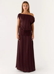 Rexi One Shoulder Maxi Dress - Aubergine Gleam