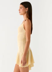 Spiced Sunset Mini Dress - Baby Yellow