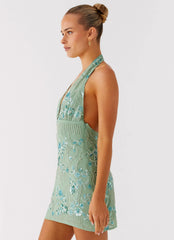 Monet Beaded Mini Dress - Mint
