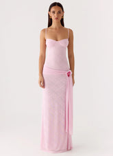 Natty Lace Mesh Maxi Dress - Petal Pink