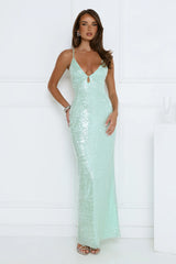 Starlit Shores Sequin Maxi Dress Seafoam