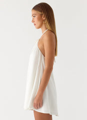 Soft Breeze Linen Mini Dress - White
