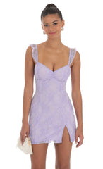Sweetheart Neck Lace Dress in Lavender
