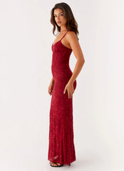 Rosa Corset Maxi Dress - Red