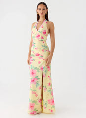 Colada Halter Maxi Dress - Lemon Soleil