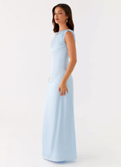 Heart Of Glass Satin Maxi Dress - Blue