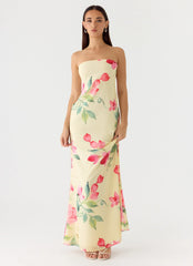 Bronte Strapless Maxi Dress - Lemon Soleil
