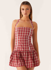Lotus Dream Mini Dress - Ruby Check