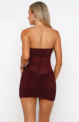 Can't Compare Embellished Mini Dress Burgundy