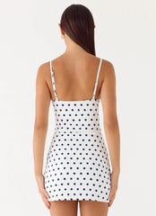 Last Light Mini Dress - Porcelain Blue Polka Dot