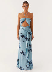 Antonia Maxi Dress - Black Blue Floral