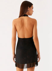 Odrella Sequin Mini Dress - Black