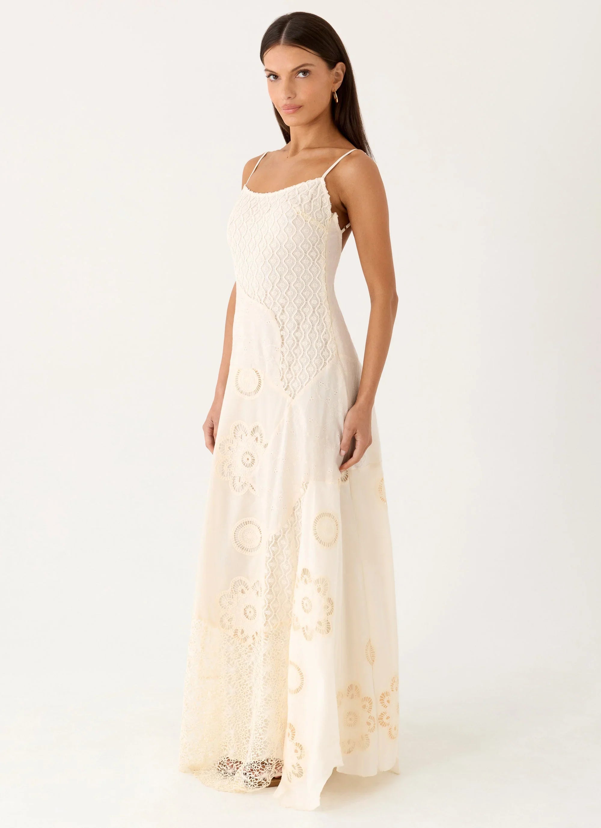 Fabienne Spliced Cotton Maxi Dress - Ivory