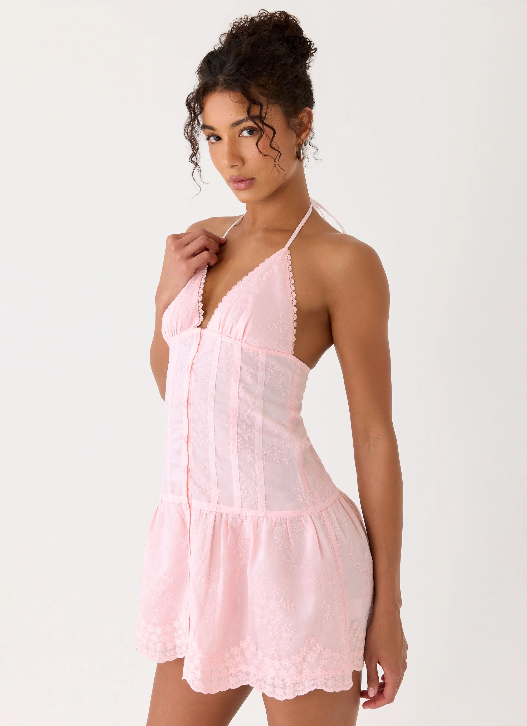 Non Stop Halter Mini Dress - Pink