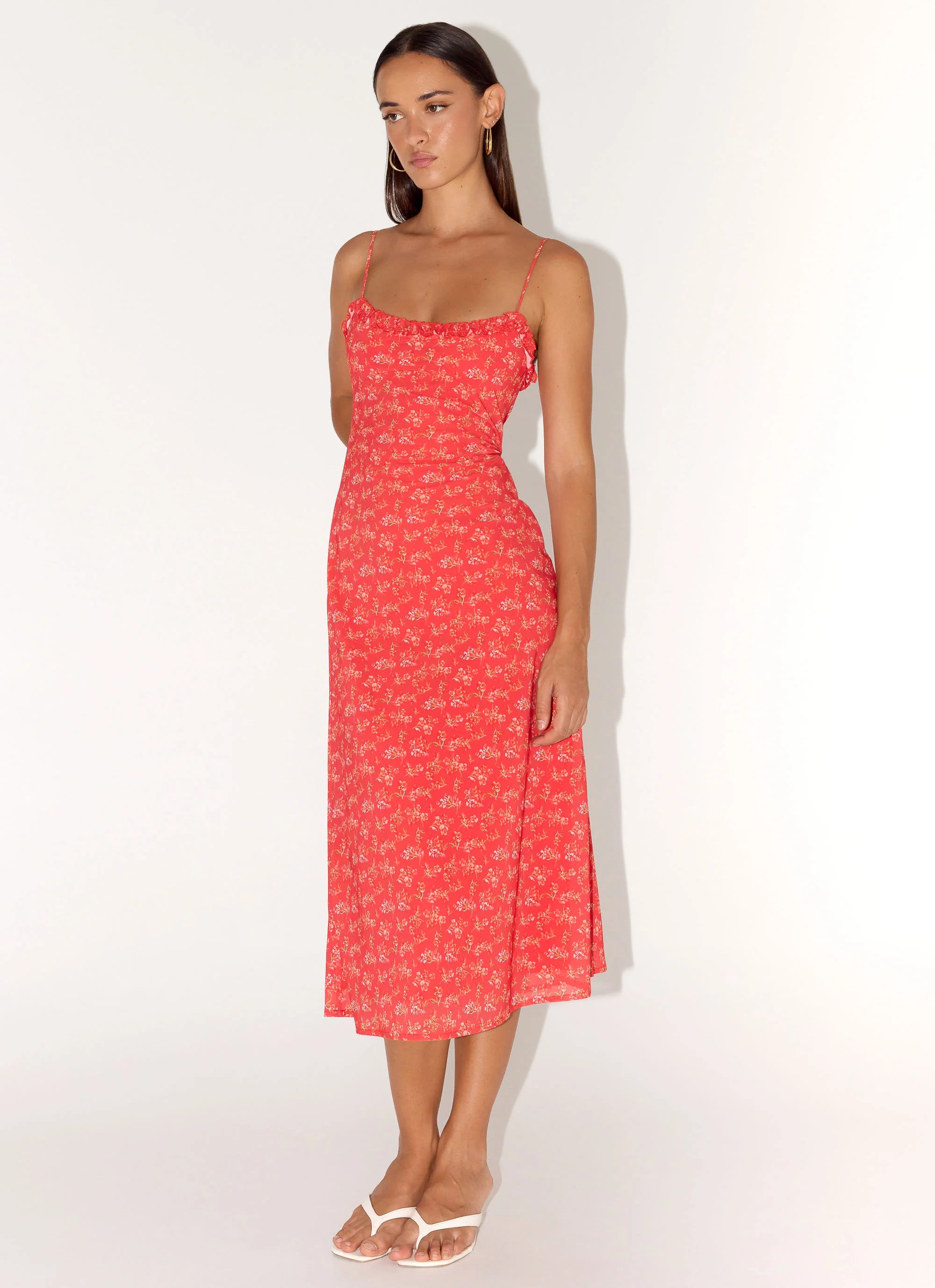 Kahlo Midi Dress - Magenta Red Rose