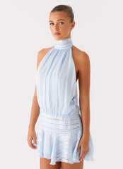 Willow Chiffon Mini Dress - Blue