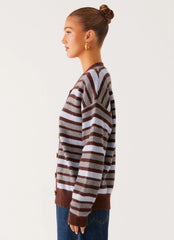 Charlie Oversized Cardigan - Tawny Stripe