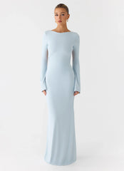 Midnight Song Long Sleeve Maxi Dress - Misty Blue