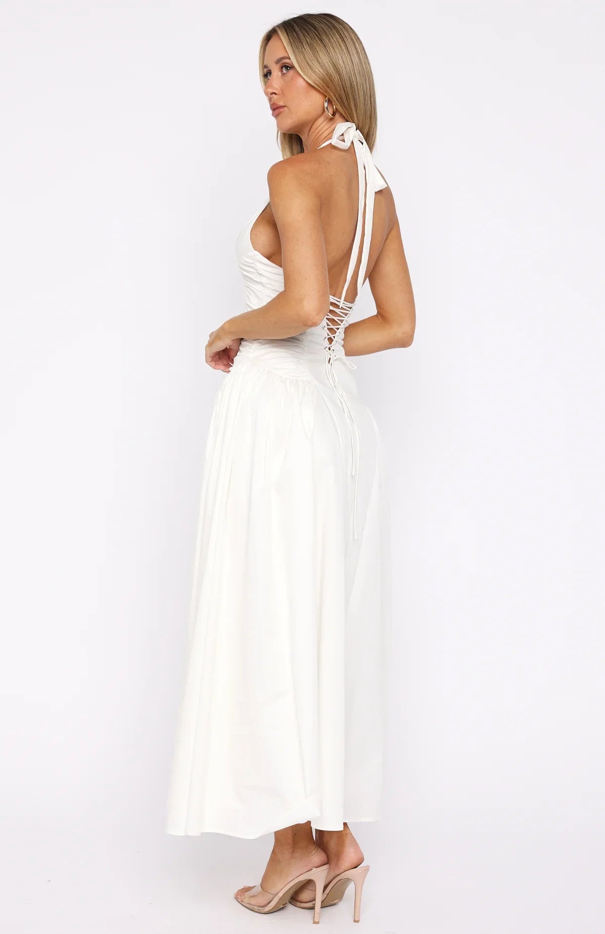 Tinsel Trouble Halter Midi Dress White