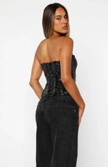 Paint The Sky Strapless Bustier Black