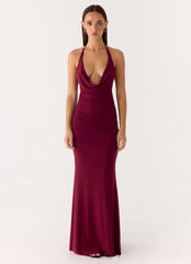 Eyes Closed Maxi Dress - Dark Cherry