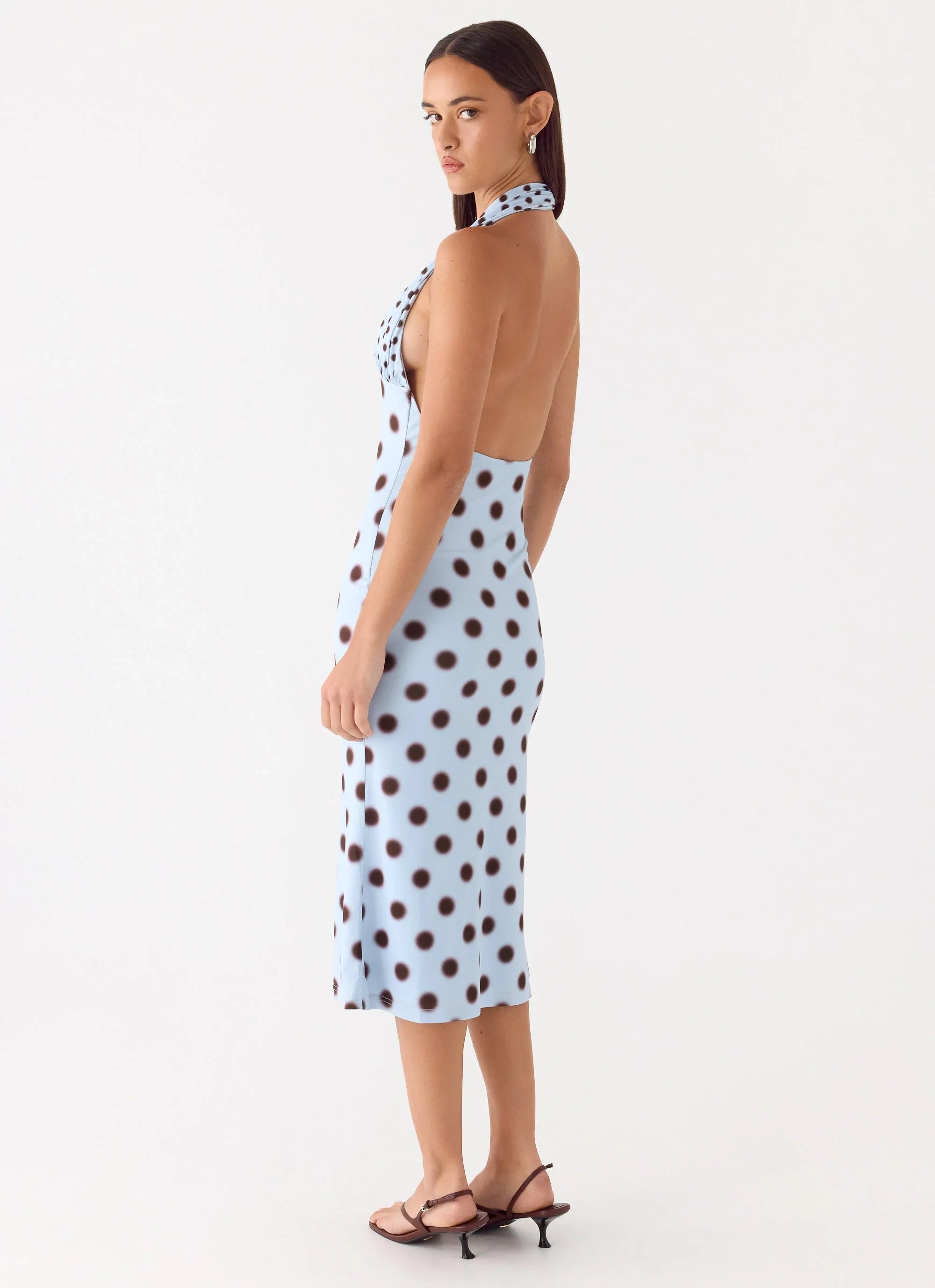 Awuku Midi Dress - Blue Mocha Dot