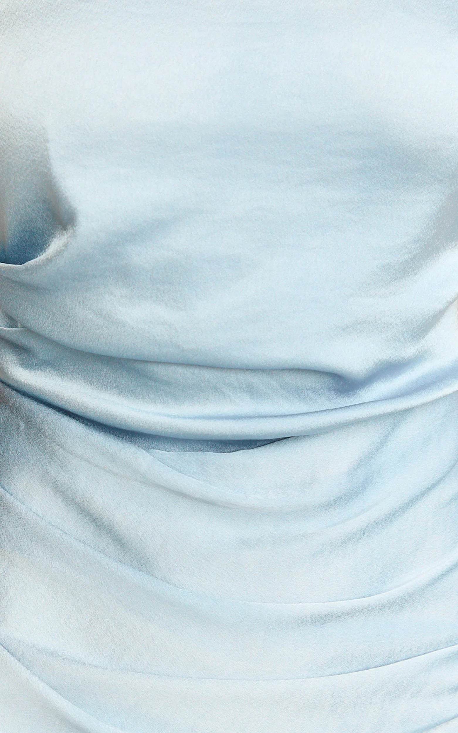 Rumi Midi Dress - Rushed Bodiest Satin Dress in Pale Blue