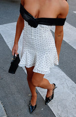 Bliss Mode Mini Dress Cream/Black Polka Dot