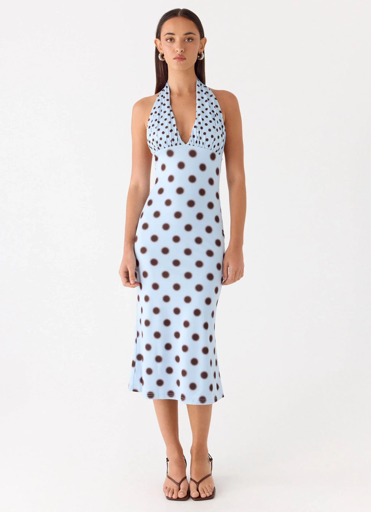 Awuku Midi Dress - Blue Mocha Dot