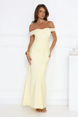 The Sophisticate Off Shoulder Maxi Dress Yellow